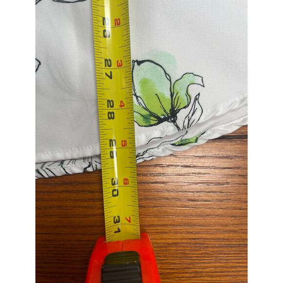 Men’s Floral Button-Up Shirt XXL White Green  Flowers Casual Lightweight Summer - Picture 2 of 6